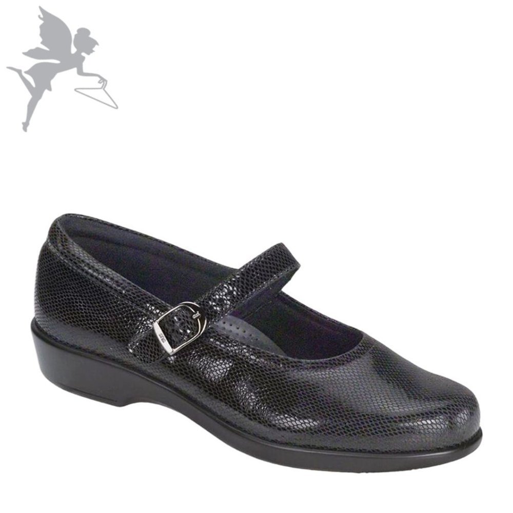 SAS Maria Mary Janes in Black Snake